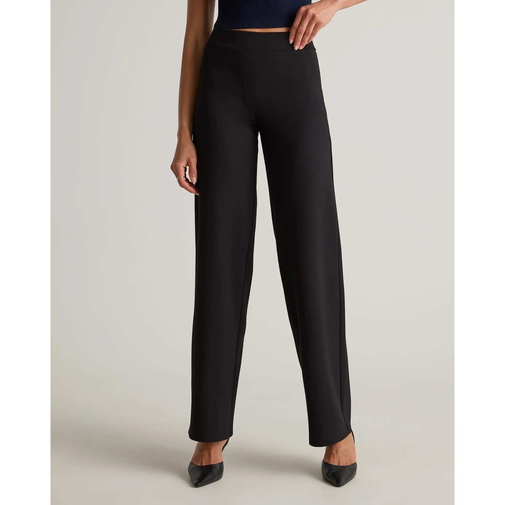 Quince Ultra Stretch Ponte Wide Leg Pants Black Medium 30 Inseam NWT - Picture 3 of 8